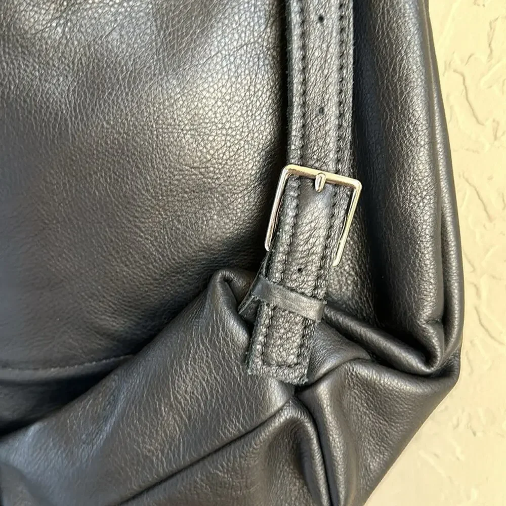 Beaudin Black Shoulder Bag with Silver Accent Pocket